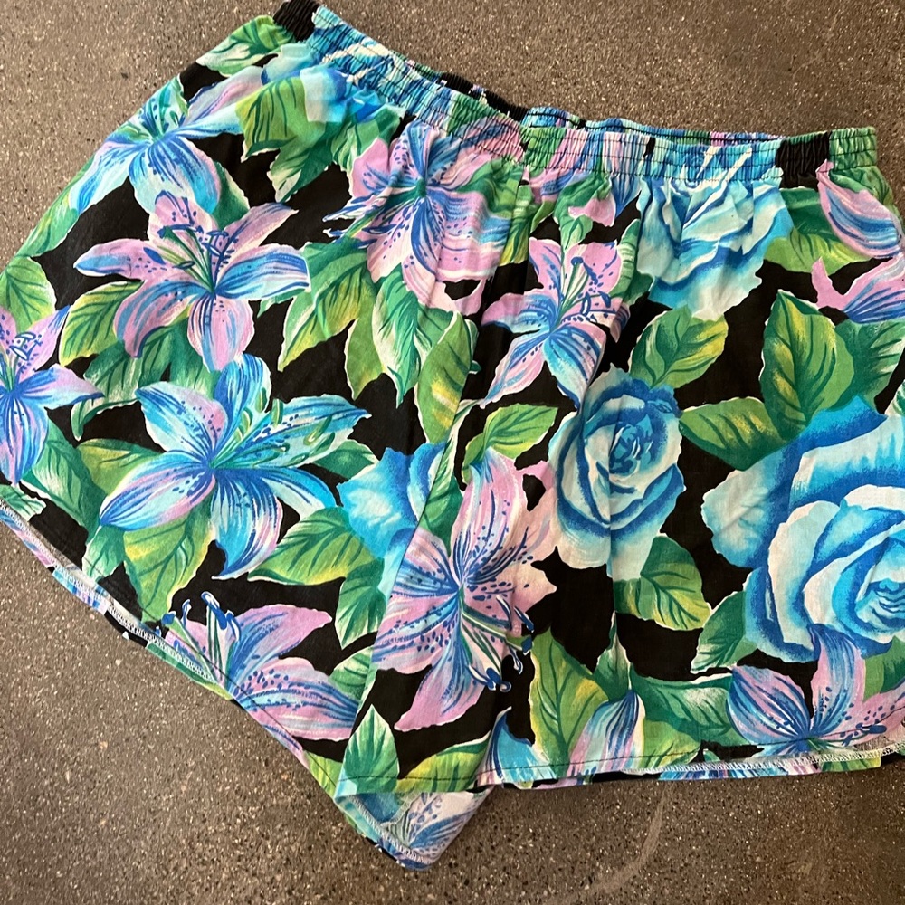 Vintage floral shorts Hawaiian floral print swim trunks